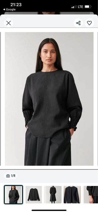 Чорна блуза з довгими рукавами COS