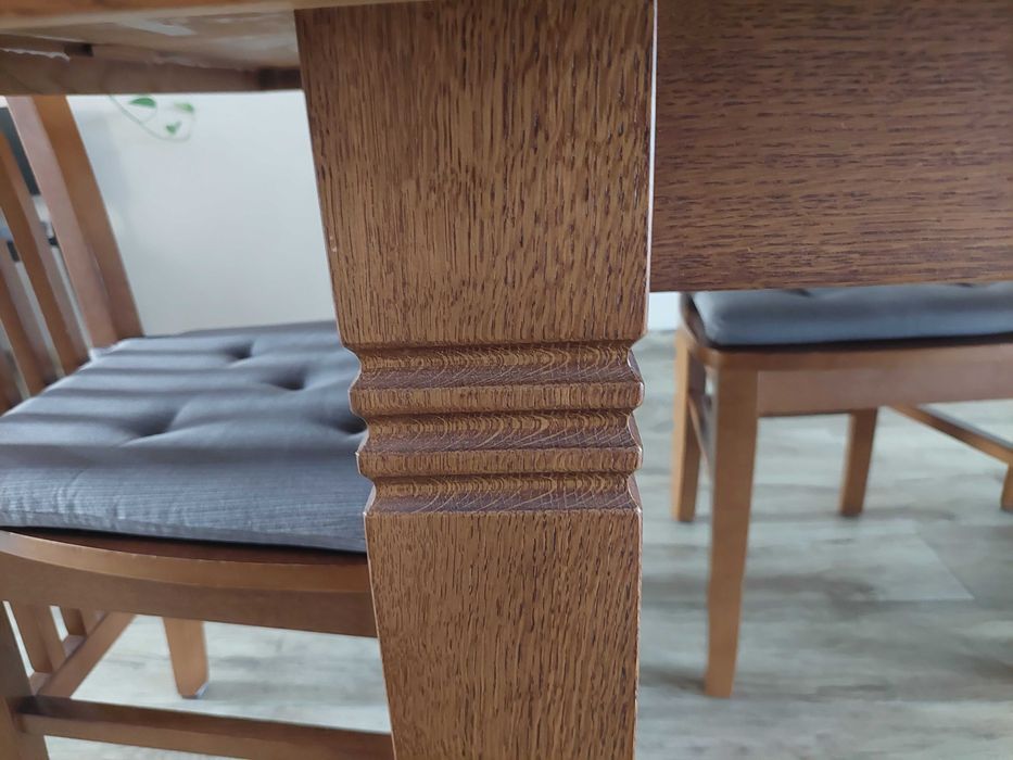 Stol rozkladany debowy fornirowany  + 6 krzesel