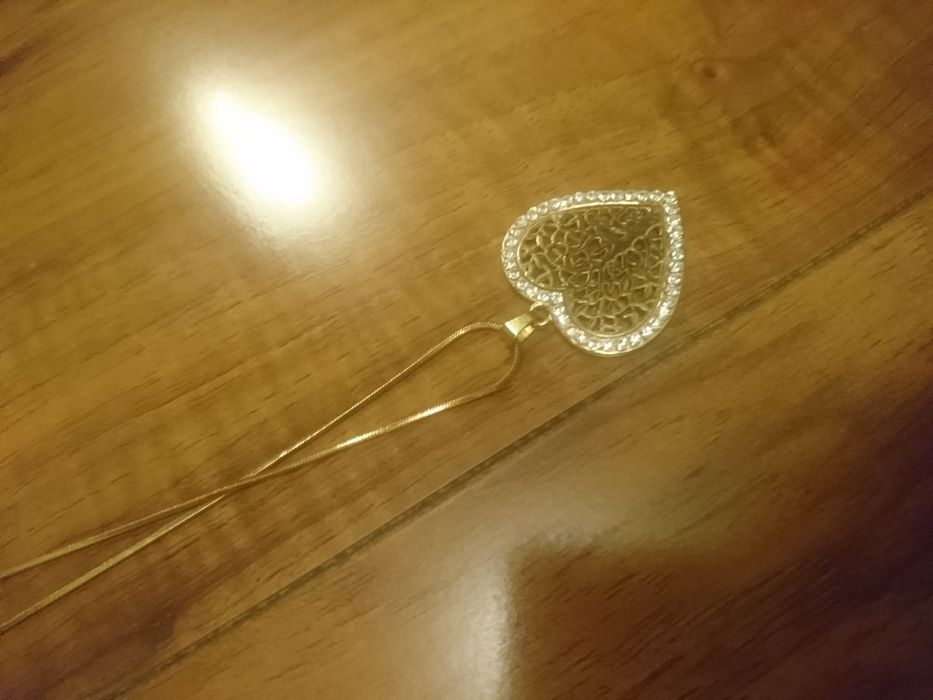 Żmijka z zawieszką serce cyrkonie