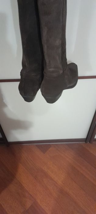 натуральные ботфорды, замша, цвет мокко