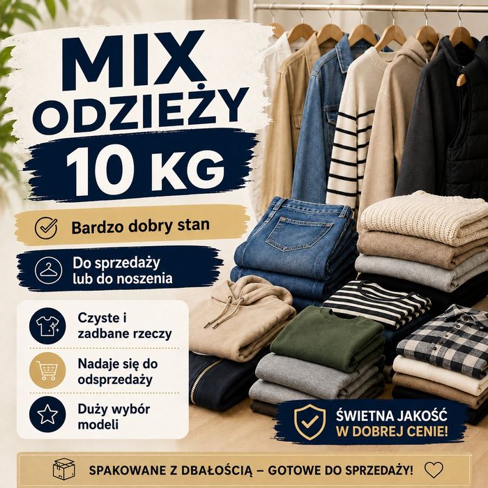 Mix odzież 10kg bardzo dobry stan do odsprzedaży