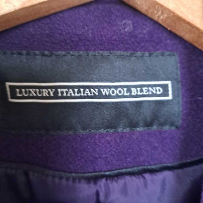 Piękny wełniany damski śliwkowy elegancki włoski płaszczyk wełna M 38