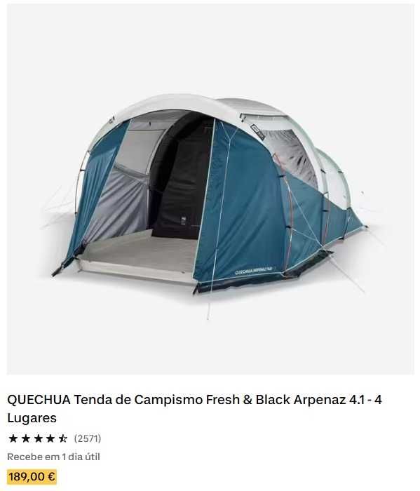 Material Campismo (Tenda, Sala, Frig., Colchão, Armario, Chão)