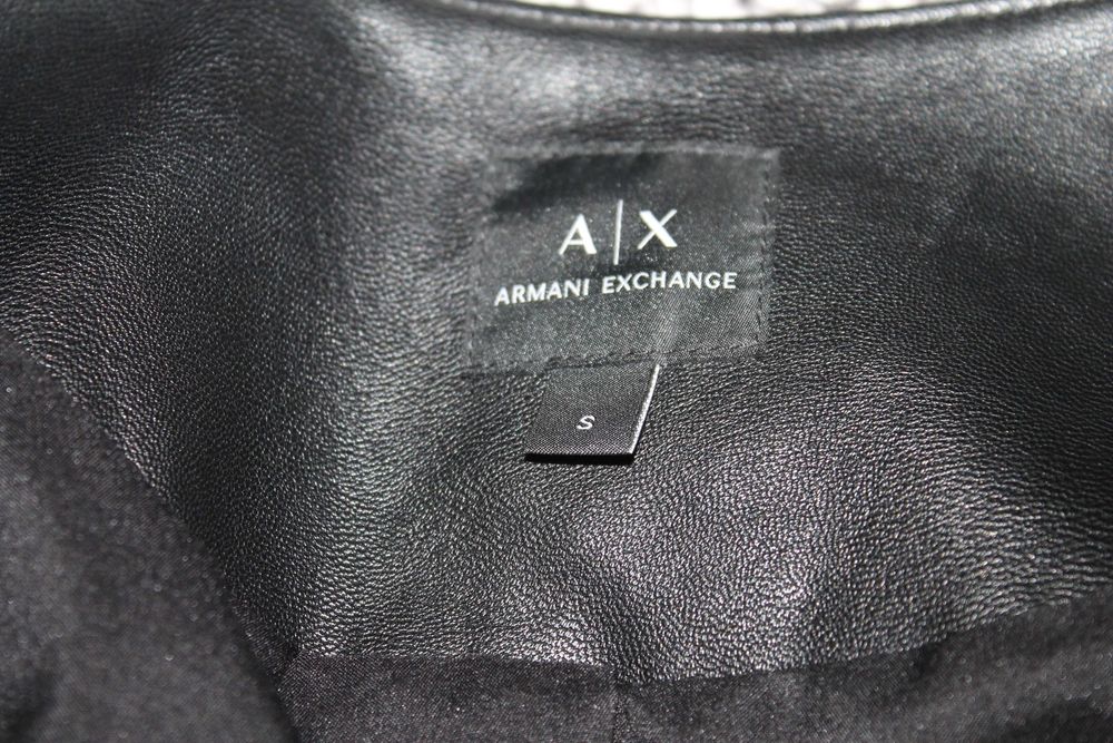 Armani Exchange kurtka ze skóry ekologicznej czarna rozmiar S
