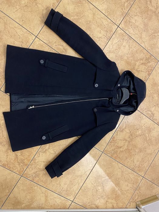 Zara Basic płaszczyk płaszcz wełna płaszczyk długa parka z kapturem gr