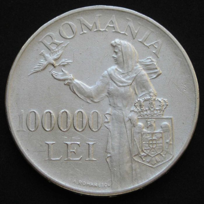 Rumunia 100000 lei 1946 - król Michał - srebro