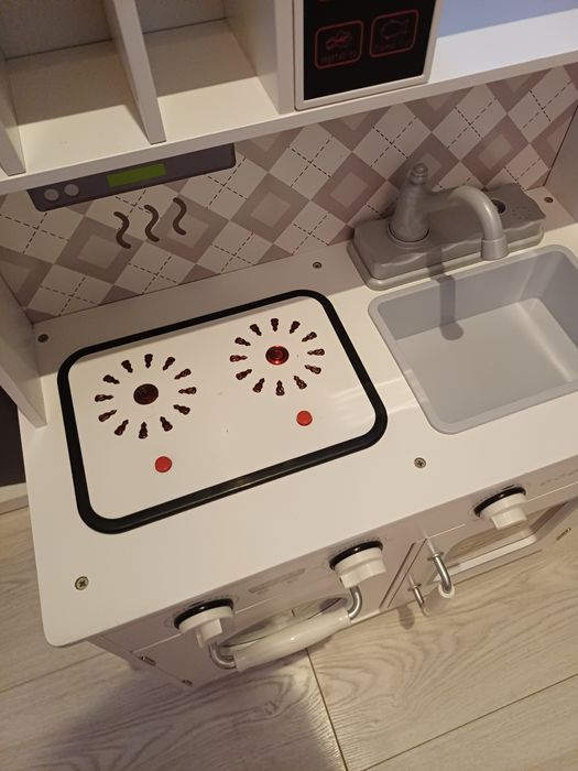 Kuchnia duża drewniana światło dzwięk dla dzieci biała