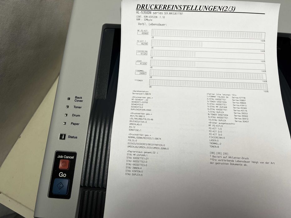 Drukarka jednofunkcyjna laserowa (mono) Brother HL-5350DN 29tyś