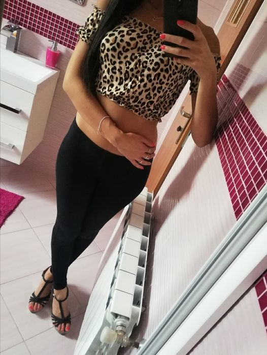 Top crop panterka bluzka Hiszpanka 34 xs 36 s