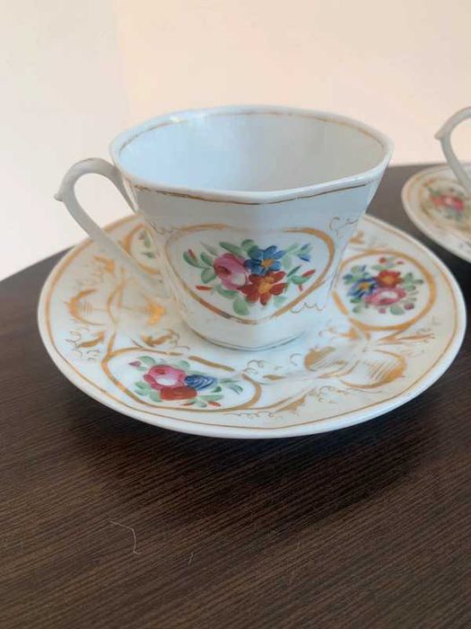 Антикварний сет з 6 чашок з блюдцяями