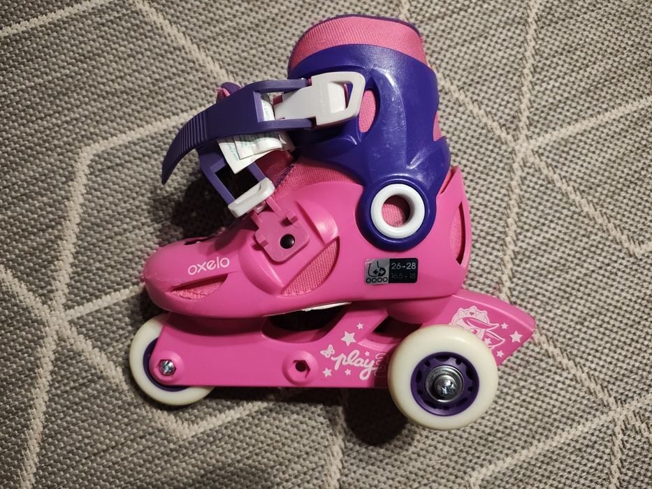 Oxelo Kid rolki dla dzieci różowe rozm. 26-28 z ochraniaczami