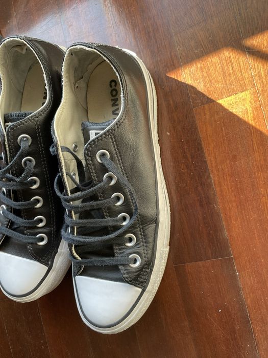 All star plataforma preto em pele