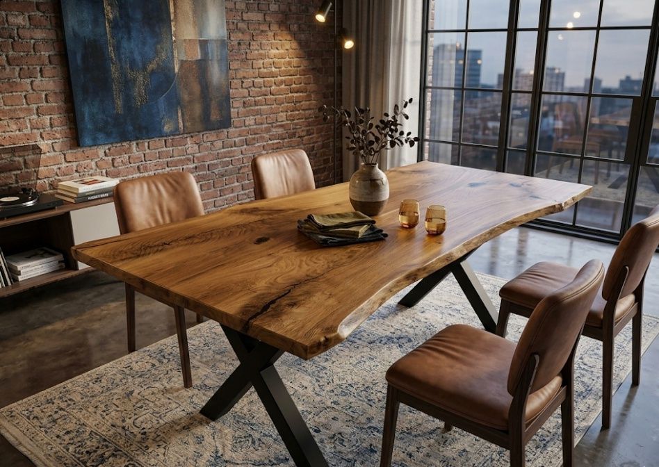 Blat dębowy• 180x80• na stół Live Edge