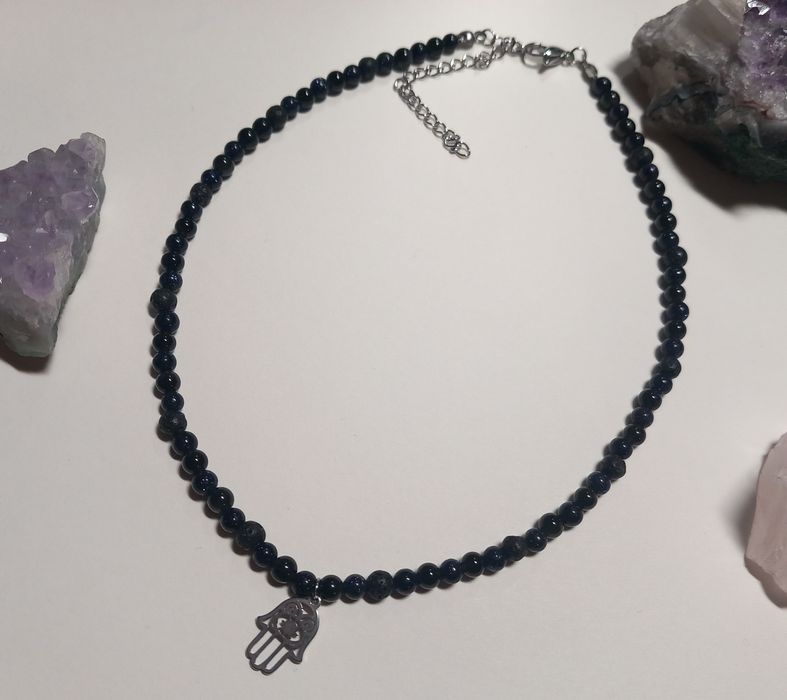 Naszyjnik hamsa z kamieni naturalnych