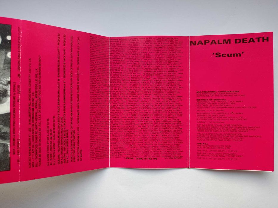 Napalm Death - Scum kaseta magnetofonowa