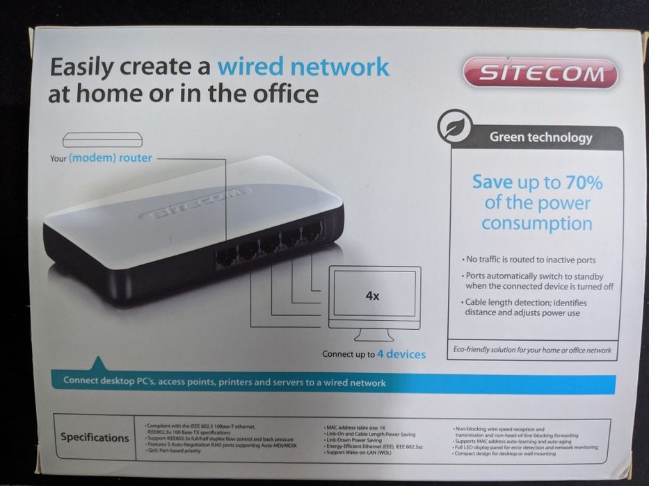 Switch Sitecom 100mbps 5 portas64550624103939122