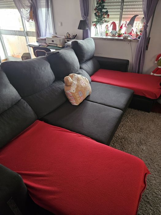 Sofá  chaise Longue cinzento