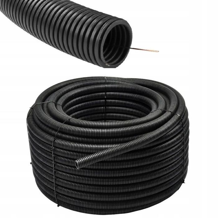 Rura Karbowana PVC 750N 25mm 25 METRÓW PESZEL z Pilotem OCHRONNA DO KABLI