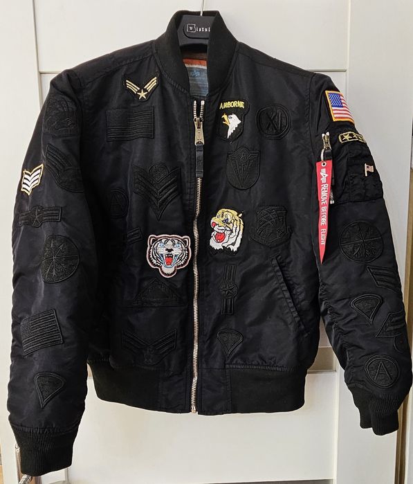 Kurtka  XL Alpha Industries flek flyers czarna wiosna super naszywki wojskowe