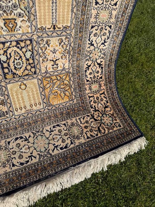 Vintage Jedwabny r. tkany dywan perski GHOUM / Qom 200x125 gal. 6 tyś