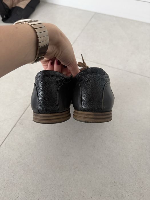 Prima Moda skorzane buty eleganckie brązowe dodatki rozm.45
