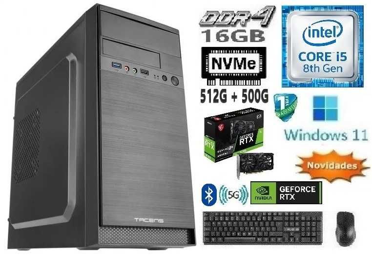 Pç Gamer 8ªG|i5-8500-4.0G|16G|NVMe512G+HDD500G|RTX3050-8G|5G+BT|W11