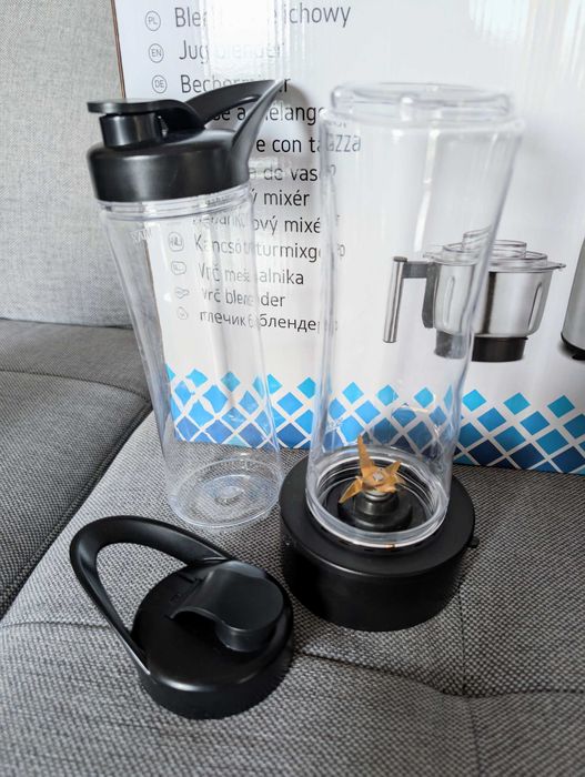 Blender kielichowy YOER szklany 4w1 młynek bidony 2,4L 1800W stal INOX