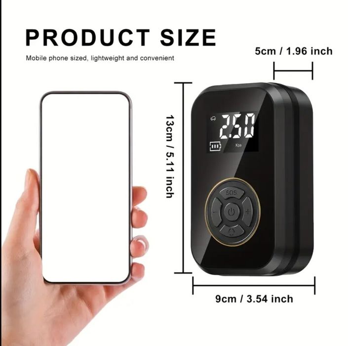 Mini przenośna pompka rowerowa samochodowa do piłek kompresor 10,3 bar