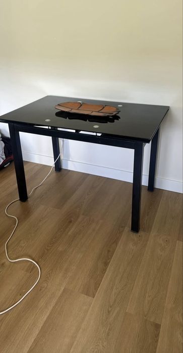 Mesa Vidro Preta Extensível até 1,70m x 70cm