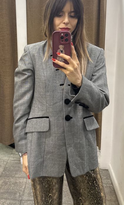 Blazer vintage de lã e veludo