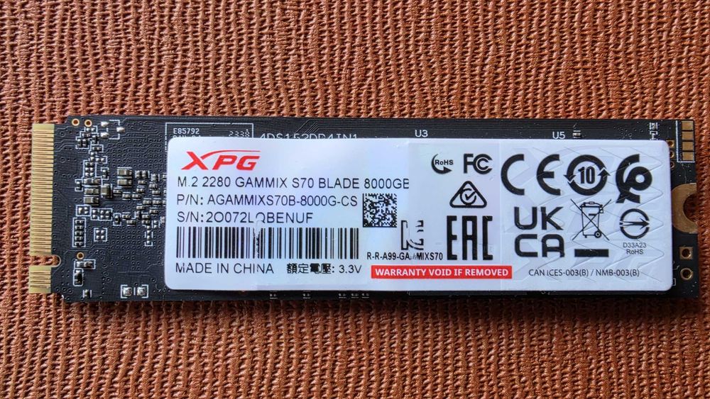 Nmwe PCIe 4.0 Adata XPG GAMMIX S70 BLADE 8Tb