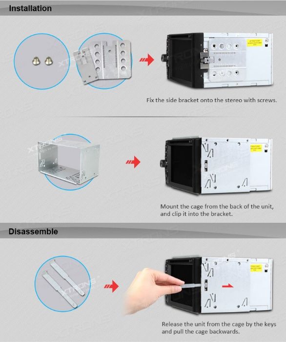 Caixas Metálicas 2DIN de suporte para rádios universais de Duplo DIN