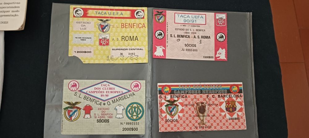 Bilhetes de futebol antigos