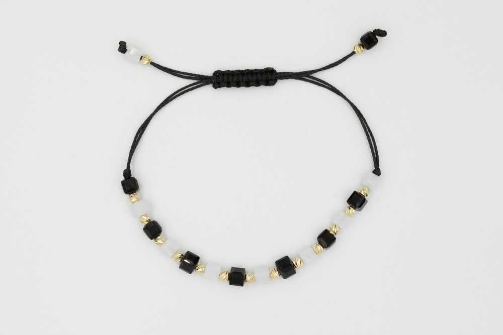 Złota Bransoletka sznurkowa 585 14K, Kamień Naturalny, Prezent,