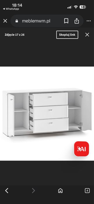 Komoda z oświetleniem LED GLAMOUR 160cm Biały połysk