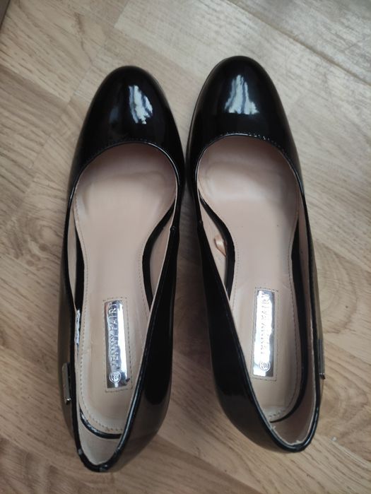 Buty na klocku czółenka damskie czarne
