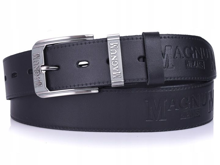 Skórzany Pasek Do Spodni Magnum 4cm Jeans Czarny