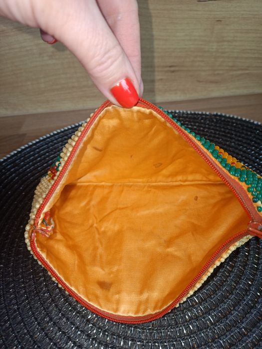 Portfelik portmonetka z koralików retro lata 70te