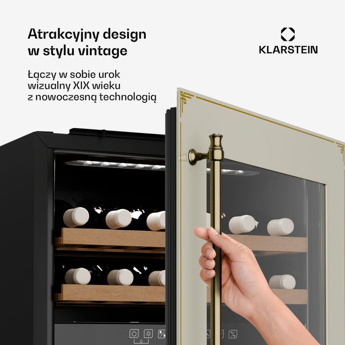 Nowa Winiarka Chłodziarka Lodówka na Wino Retro Klarstein Victoria 36