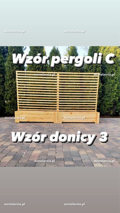 Donica z pergolą płot lamelowy pergola doniczka