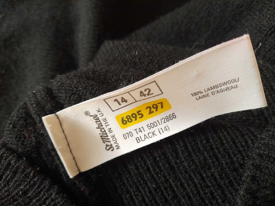 St. Michael pure new wool czarny sweter kardigan 42 100% wełna