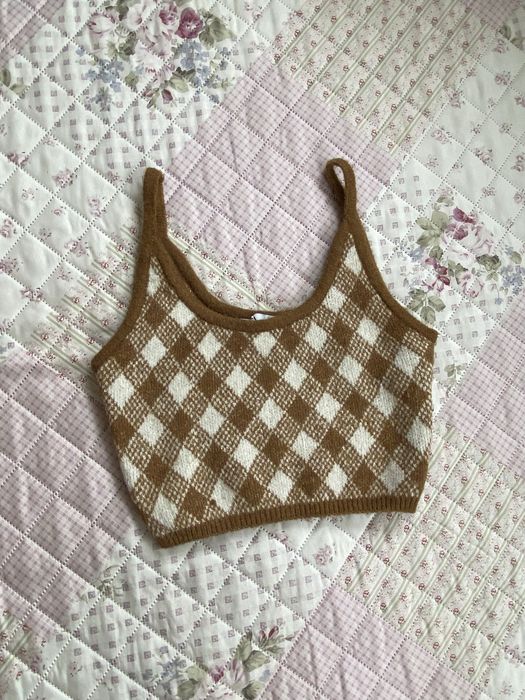 Krótki top na ramiączka w kratkę M 38 zara nowy
