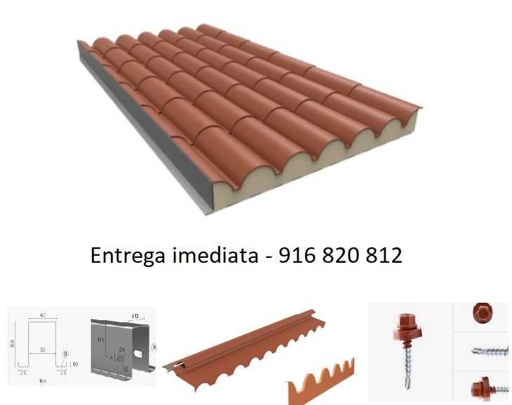 Painel sandwich imitação telha lusa