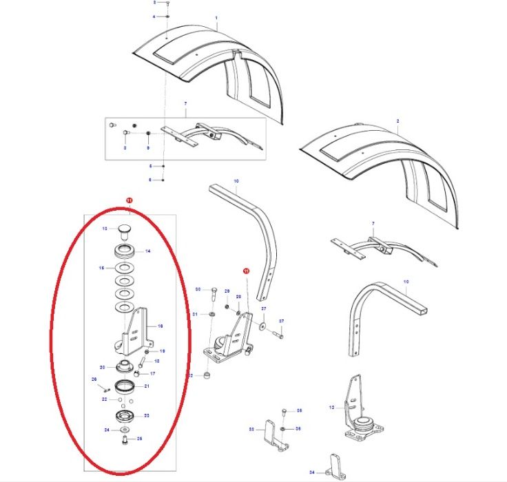 Mocowanie błotnika skrętne Valtra Valmet ACV028_377E
