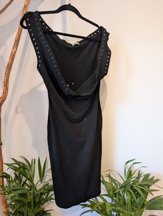 Sukienka Philosophy di Alberta Ferretti czarna z niami,  oczkami vintage luksusowa włoska