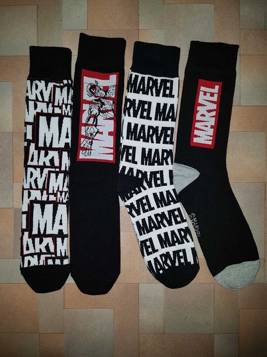 Фирменные носки высокие, носочки котон Marvel