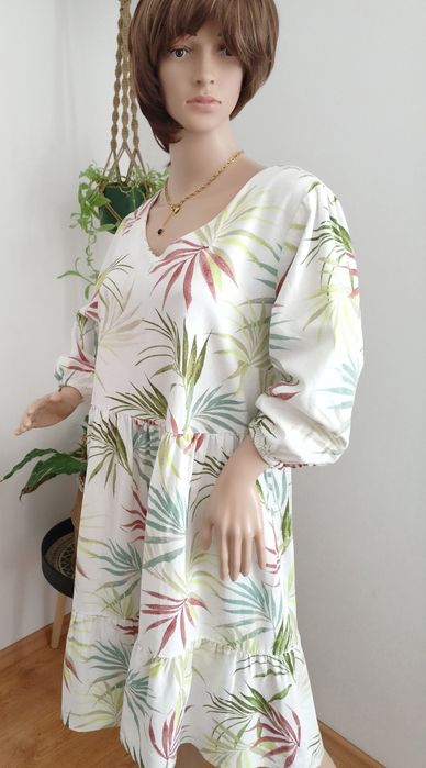 Piękna sukienka 55% len 45% wiskoza XL