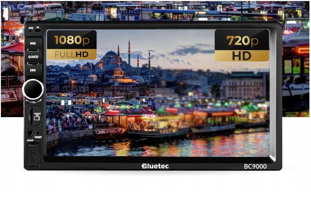 Radio Samochodowe 2DIN Ekran 7 Cali Led Mirror Link MP5 Play USB SD MP3 Głośnomówiący Bluetooth Zestaw Parkowania do Kamera Cofania Kostki ISO Pilot