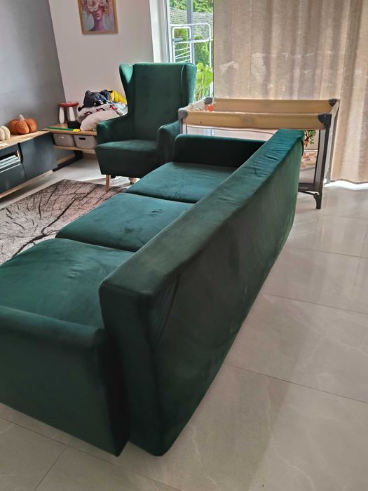 Sofa 3-osobowa zieleń butelkowa