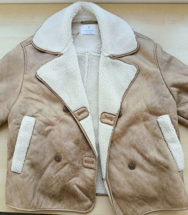 Casaco Aviador Bege Stradivarius Tamanho M | Stradivarius Beige Aviator Jacket Size M